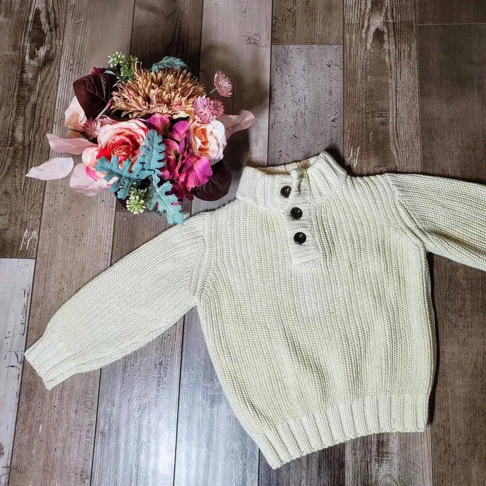 Gymboree Cream Toddler Boys Cable Knit Sweater Size XS (3-4)